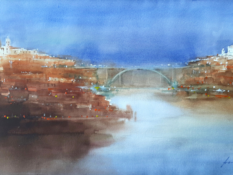 António Neves - Vista do Porto e de Gaia